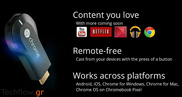 Chromecast, video και music streaming στην τηλεόραση σας