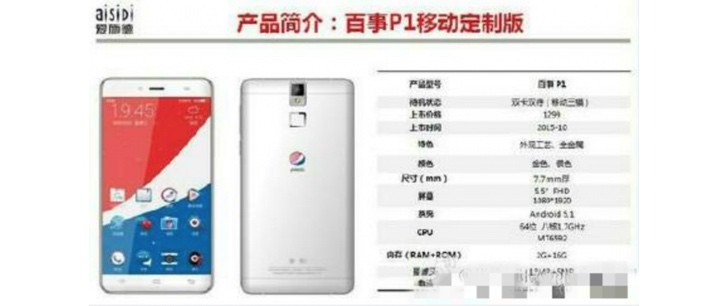 Pepsi P1, ένα branded Android Smartphone από τη PepsiCo