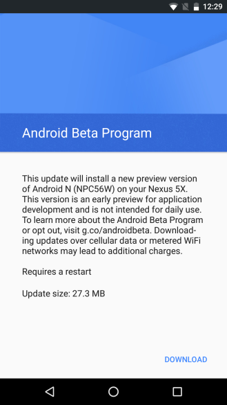 Android N Preview Update