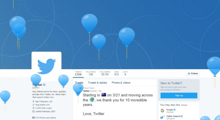 Το Twitter γιορτάζει 10 χρόνια λειτουργίας